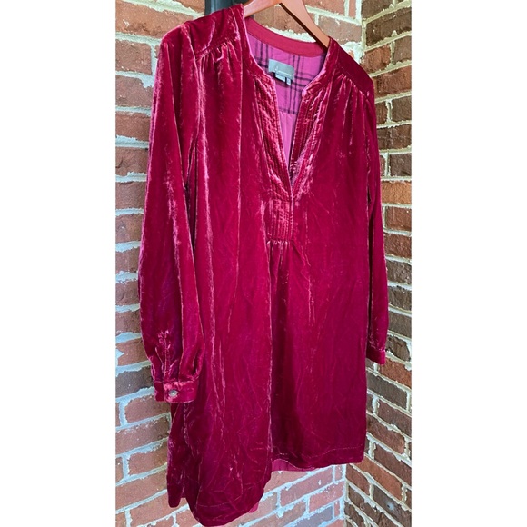 NWOT Anthropologie Raspberry V Neck Velvet Tunic Dress Size Small - Picture 7 of 13